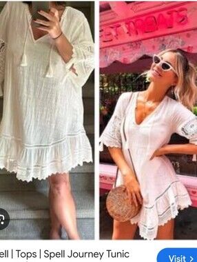 Spell ABIGAIL Tunic Dress with Tassel Ties NeW